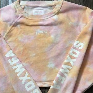 White Fox Boutique Tie-Dye Sweatshirt in Pink and Orange